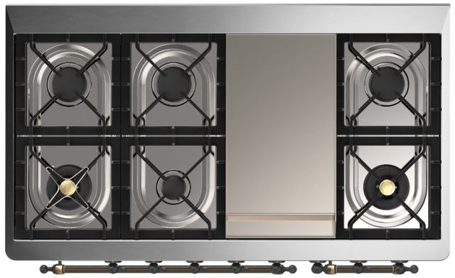Ilve® Majestic III 48" Emerald Green Pro Style Dual Fuel Liquid Propane Range with Solid Door and Burnished Trim-3
