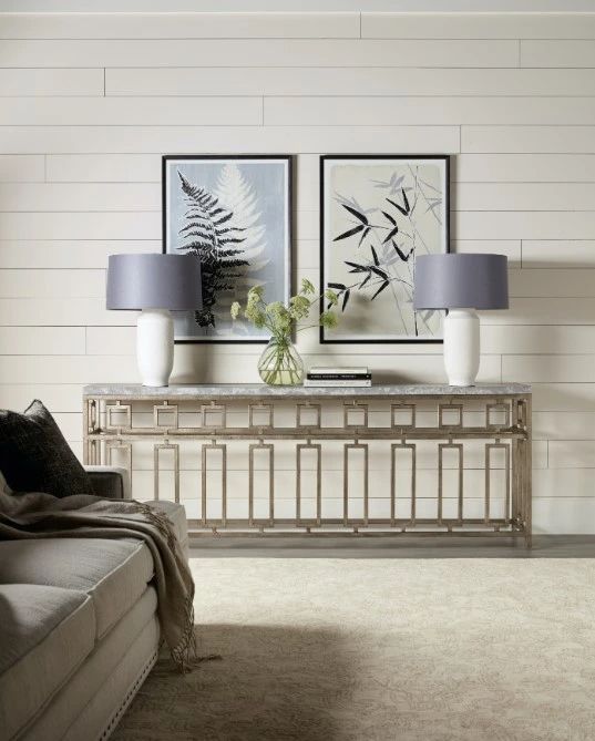 Hooker® Furniture Alfresco Lapilli Gray Console Table with Champagne Base-1