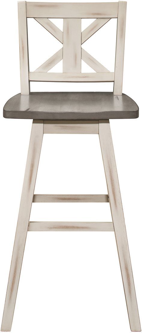 Mazin Furniture Amsonia Distressed Gray/White Gray Swivel Bar Chair-1