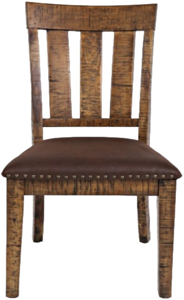 Jofran Inc. Cannon Valley Brown Slat Back Dining Side Chair-2