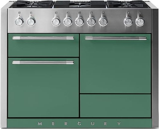 AGA™ Mercury 48" Stainless Steel Pro Style Dual Fuel Range with Mineral Green Door-0