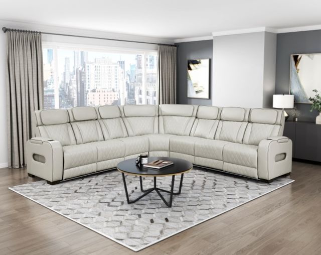 Homelegance® Fairway 3-Piece Taupe Power Reclining Sectional with Center Drop-Down Cup Holders-1