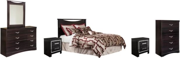 Signature Design by Ashley® Zanbury 6-Piece Merlot Queen/Full Panel Headboard Set-0