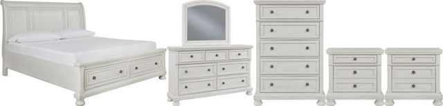 Signature Design by Ashley® Robbinsdale 6-Piece Antique White California King Storage Sleigh Bed Set-0