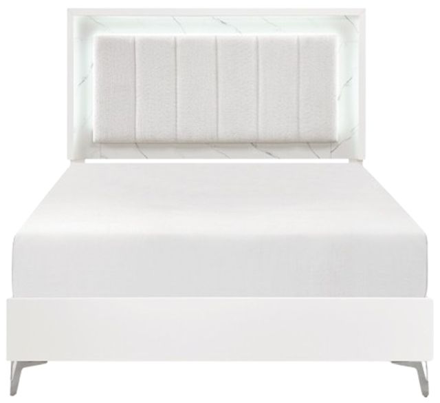 Homelegance® Ripple High Gloss White Queen Panel Bed-2