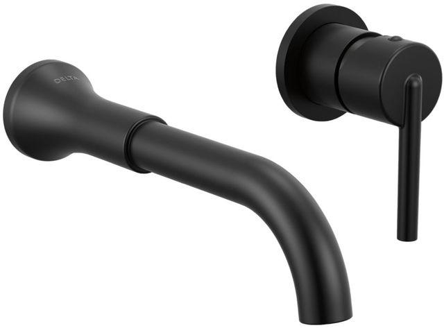 Delta Trinsic® Matte Black Single Handle Lever Wall Mount Bathroom Faucet Trim-0
