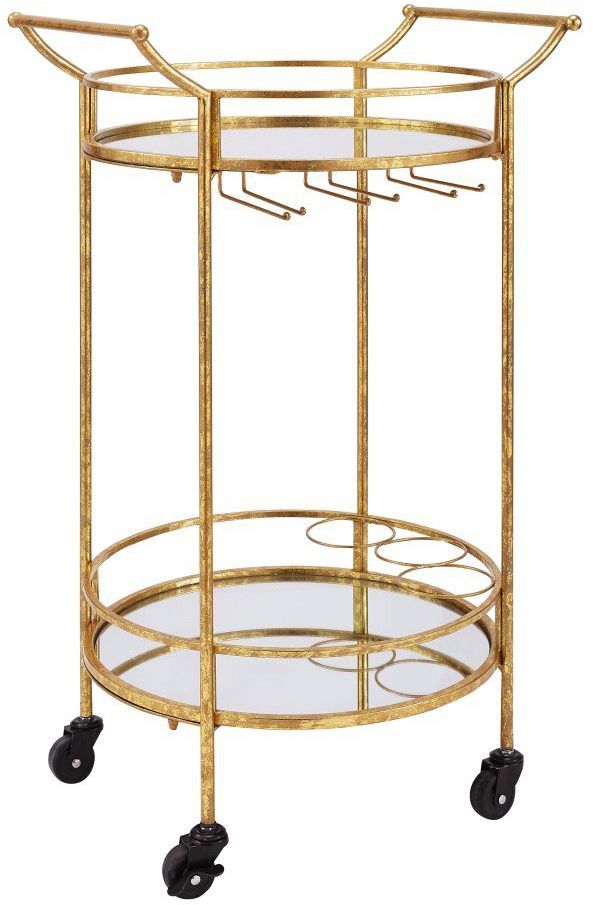 Linon Ullla Round Gold Bar Cart-0