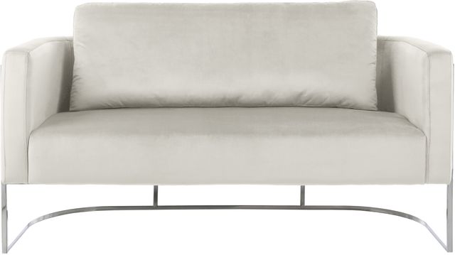Meridian Furniture Casa Cream/Chrome Velvet Loveseat-1