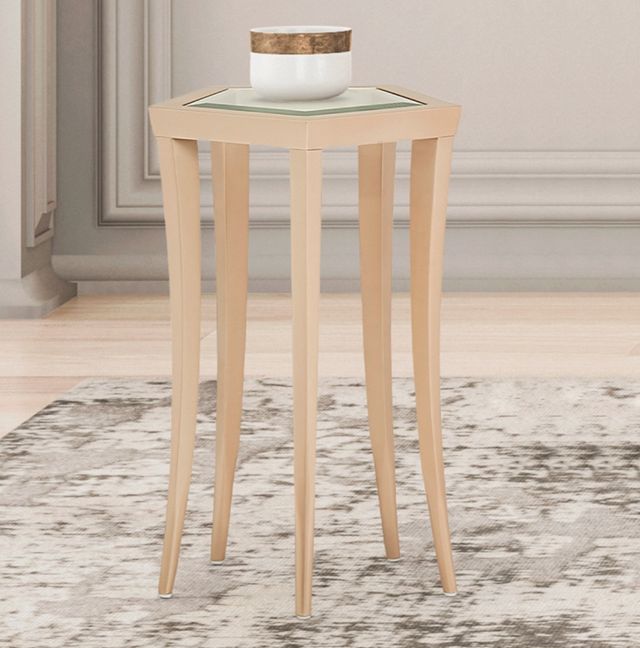 Michael Amini® La Rachelle Glass Top Chair Side Table with Medium Champagne Legs-1