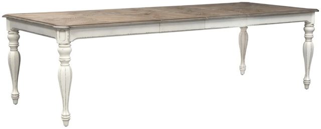 Liberty Furniture Magnolia Manor Weathered Bark 2-Leaves Extendable Dining Table with Antique White Base-0