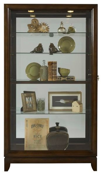 Pulaski™ PFC Deep Brown Two Way Sliding Door Curio-1