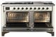 Ilve® Majestic III 60" Antique White Pro Style Dual Fuel Liquid Propane Range with Triple Glass Door and Burnished Trim-1