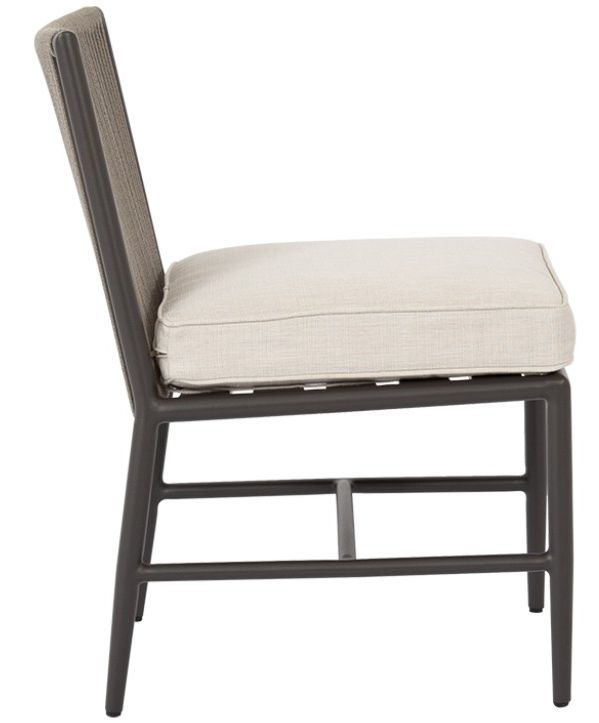 Sunset West Pietra Stone Gray Aluminum/Olefin Rope Outdoor Dining Side Chair with Echo Ash Cushion-2