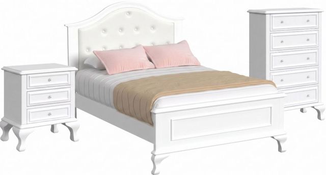Elements International Jesse 3-Piece White Full Bedroom Set-0