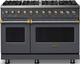 Viking® 5 Series 48" Cast Black Pro Style Dual Fuel (LP) Range with Brushed Brass Trim-0