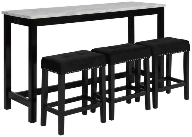 New Classic® Home Furnishings Celeste 4-Piece Black Theater Bar Dining Set-0