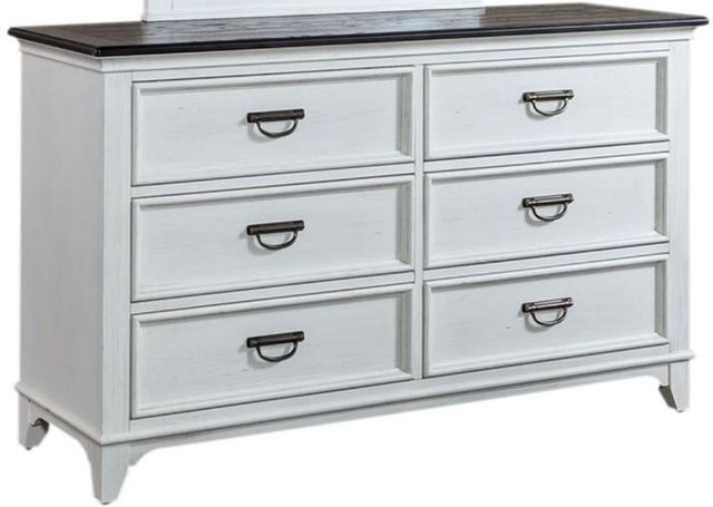 Liberty Furniture Allyson Park Charcoal/Wirebrushed White 74" Dresser and Mirror-2
