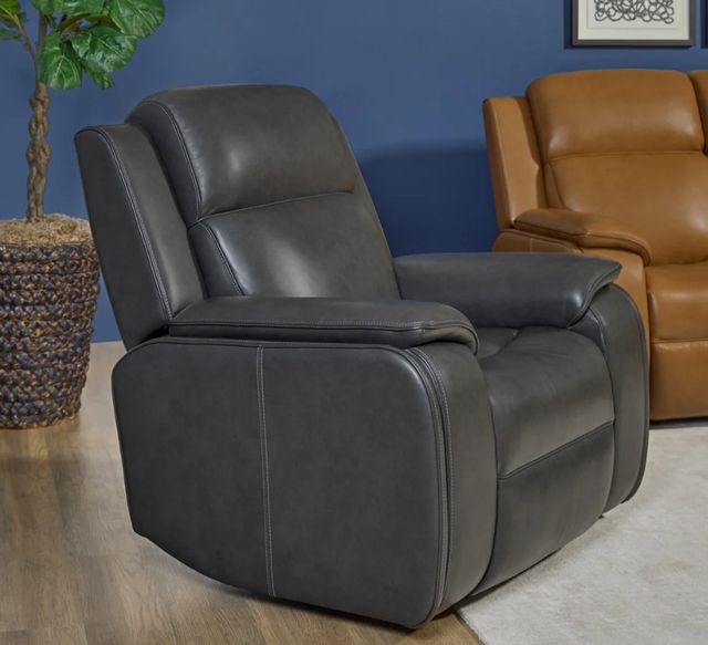 Flexsteel® Ziggy Iron Leather Power Recliner with Power Headrest and Lumbar-2