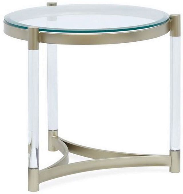 Magnussen Home® Silas Glass Top Round End Table with Platinum Acrylic Base-2