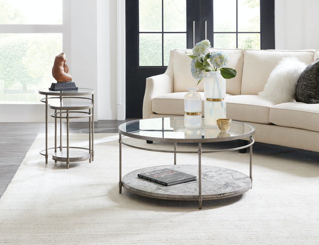 Hooker® Furniture 5889-80 2-Piece Glass Top Nesting Table Set with Champagne Base-1