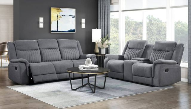Homelegance® Dean Gray Double Manual Reclining Loveseat with Center Console-1
