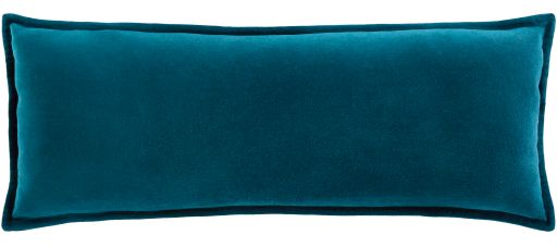 Surya Cotton Velvet Teal 12"x30" Toss Pillow with Down Insert-0