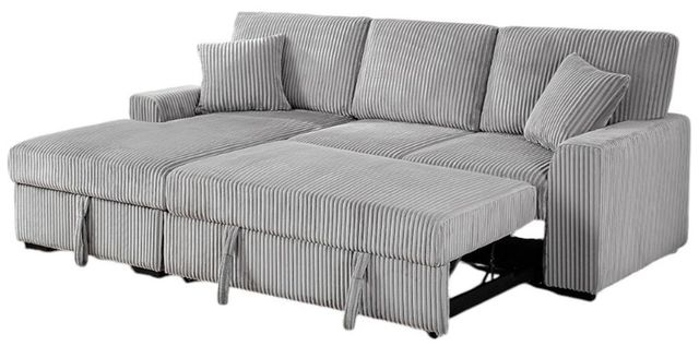 Milton Greens Stars 2-Piece Light Gray Left Hand Facing Pull Out Bed Sectional and Storage Chaise-0