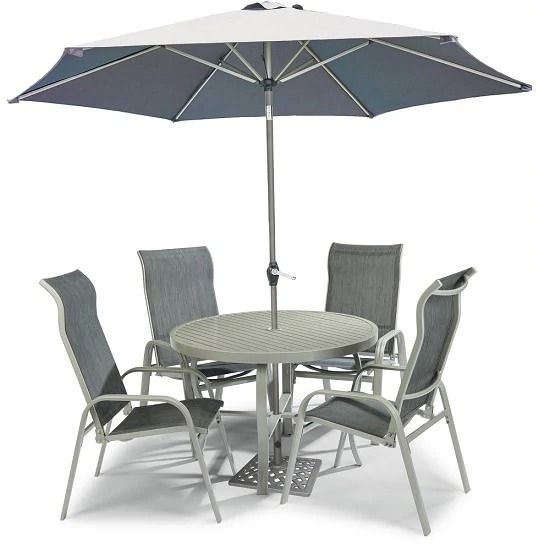 Homestyles® Captiva 5 Piece Gray Outdoor Dining Set with Umbrella-0