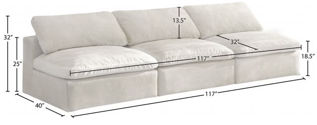 Meridian Furniture Cozy 3-Piece Cream 119" Modular Sofa-1