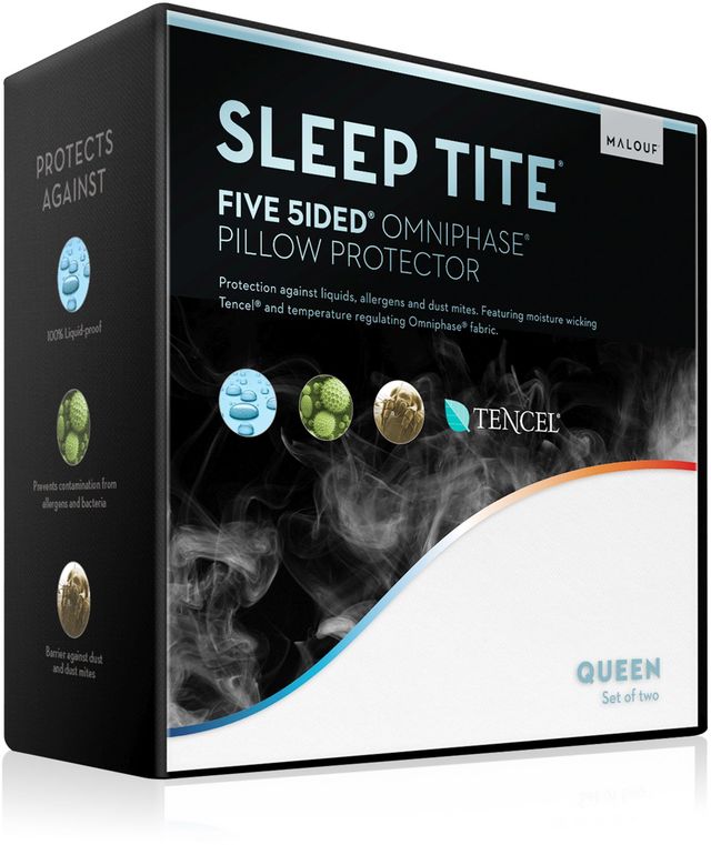 Malouf® Tite® Five 5ided® with Tencel™ + Omniphase® Queen Pillow Protector-1