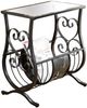 Monarch Specialties Inc. Glass Top Magazine End Table with Satin Black Meta Base-0