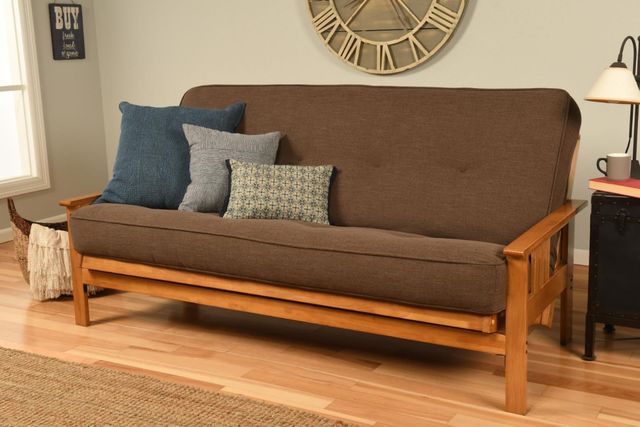 Kodiak Furniture Monterey Linen Cocoa/Butternut Full Futon with Mattress-1