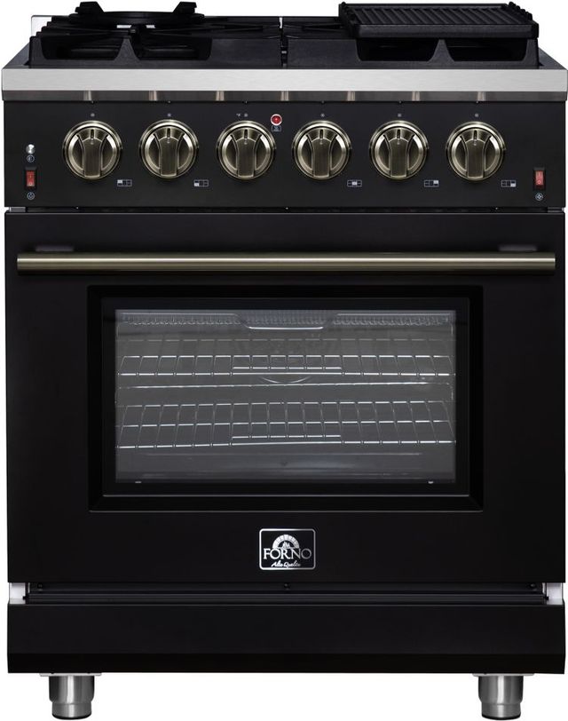 FORNO® Massimo Series Alta Qualita 30" Black Pro Style Gas Range-0