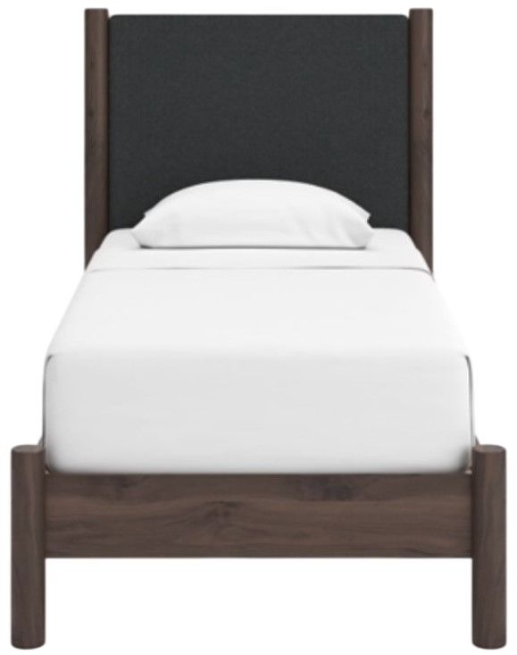 Signature Design by Ashley® Pamytta Brown Twin Upholstered Panel Platform Bed-2