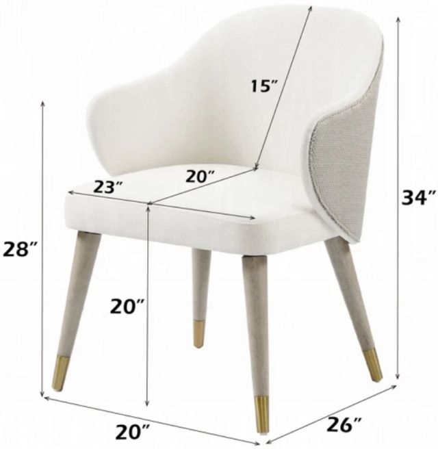 ACME Furniture Charity 2-Piece Gray Oak/White Upholstered Dining Side Chair Set-2