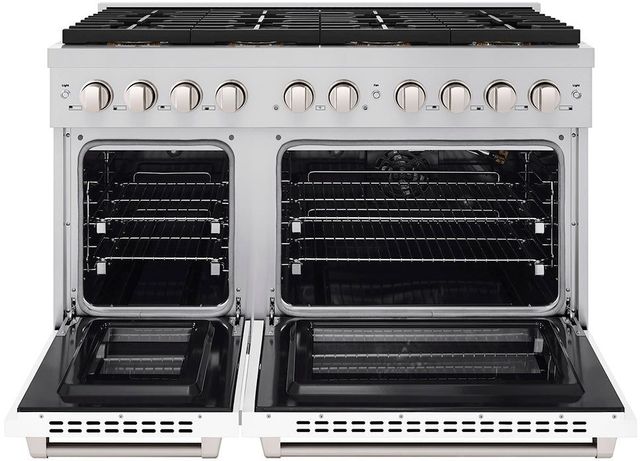 ZLINE Paramount Series 48" Stainless Steel Pro Style Gas Range with White Matte Door-1