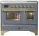 Ilve® Majestic III 40" Blue Gray Pro Style Induction Range with Triple Glass Door and Brass Trim-0
