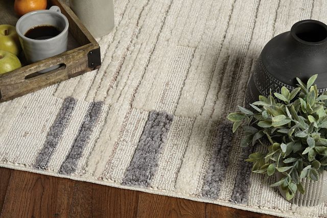 KAS Rugs Willow Ivory/Gray Landscape 5'x8' Area Rug-2
