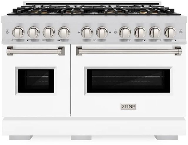 ZLINE 48" 6.7 cu. ft. Gas Range with 8 Burner DuoPro™ Cooktop and Dual Ovens with White Matte Doors -0