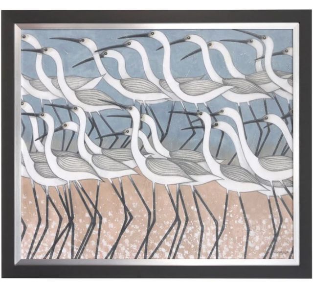 Stylecraft Egret Migration Beige/Gray/Light Blue/White Wall Art-0