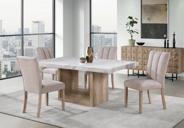 Global Furniture USA 7-Piece Beige/White Dining Room Set -0