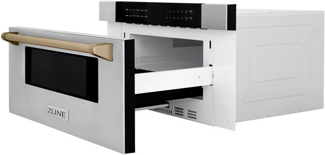 ZLINE Autograph Edition 1.2 Cu. Ft. Stainless Steel with Champagne Bronze Accents Microwave Drawer-3