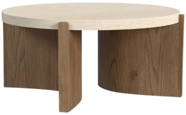 Flexsteel® Eclipse White Round Coffee Table with Brown Base-0