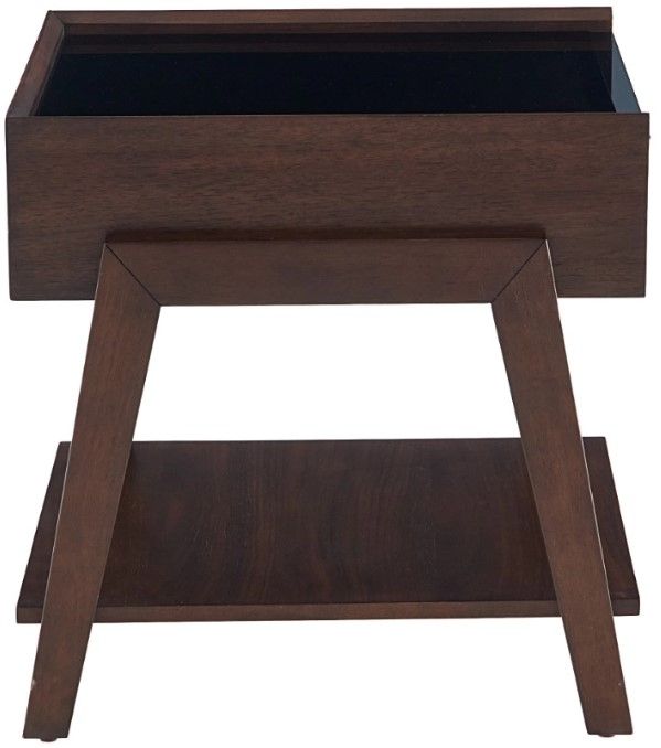 Riverside Furniture Walnut Park Glass Top End Table with Dark Walnut Base-3