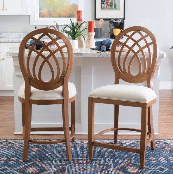 Linon Oakley 2-Piece Brown/Gray Upholstered Counter Stool Set-1