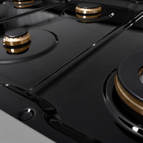 ZLINE Paramount Autograph Edition 48" Satin Stainless Steel Gas Cooktop with Champagne Bronze Accents-3