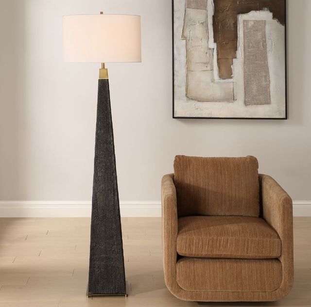Uttermost® Lathey Black Floor Lamp-1