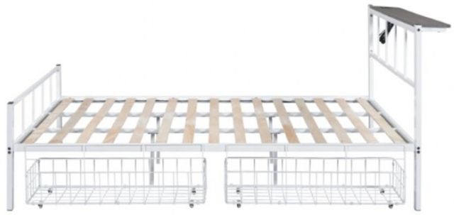 Furniture of America® Nicoli White Queen Bed with Underbed Storage-1