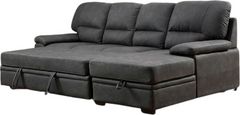 Furniture of America® Alcester 2-Piece Graphite Right-Arm Facing Pullout Sleeper Sectional and Chaise