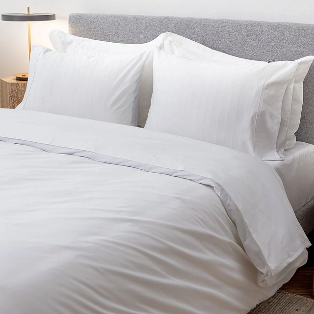 Hush Cotton Sateen 3-Piece White Twin Duvet Cover Set-0